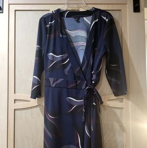 Ann Taylor Navy Wrap Midi Dress